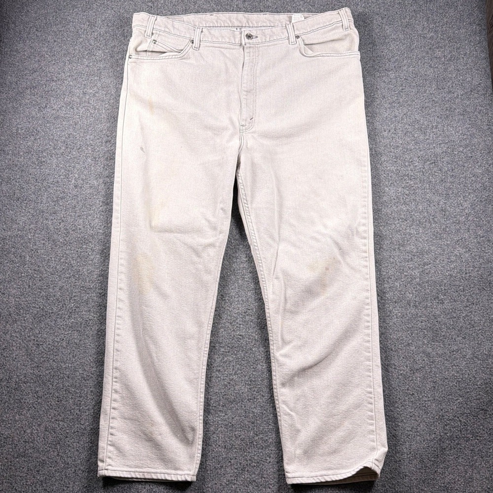 Vintage Levi's 554 Flex Jeans Mens 42x28 White Straight Leg Made in USA Denim 98